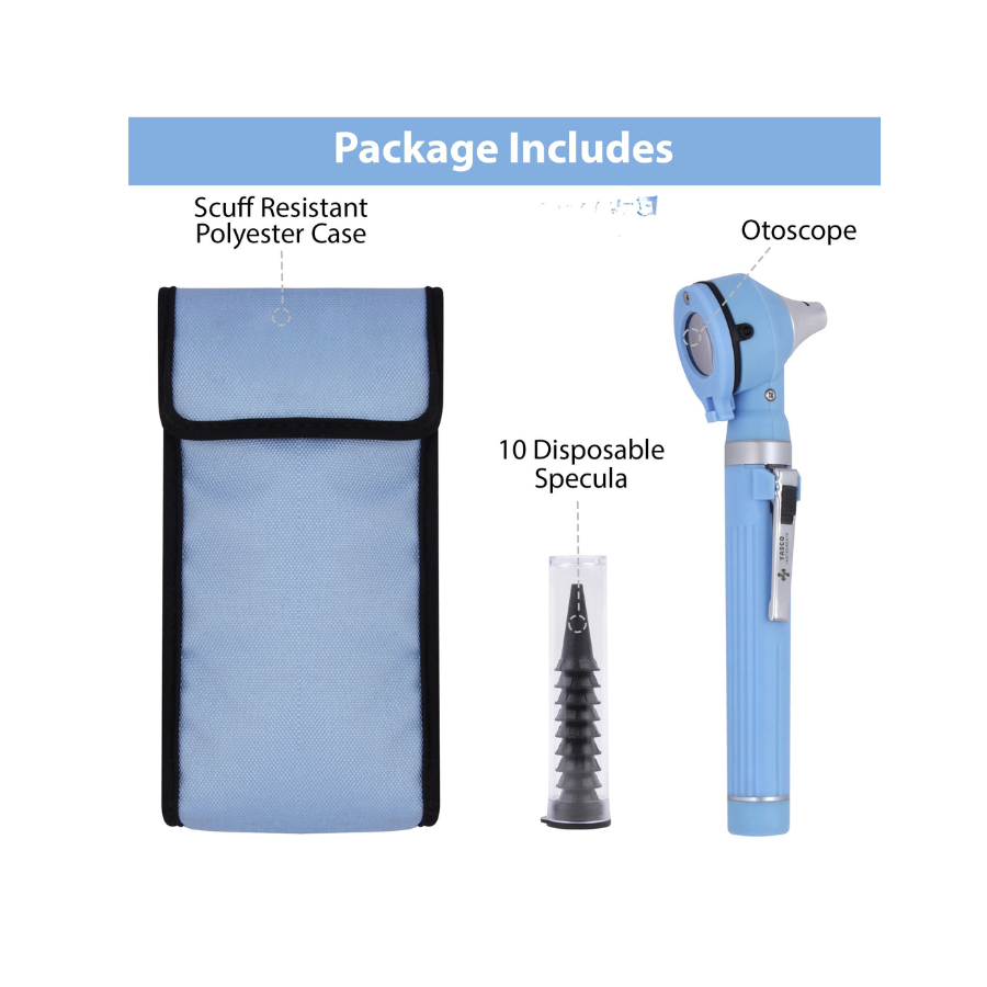 Fiber Optic Pocket Otoscope Set | Sky Blue