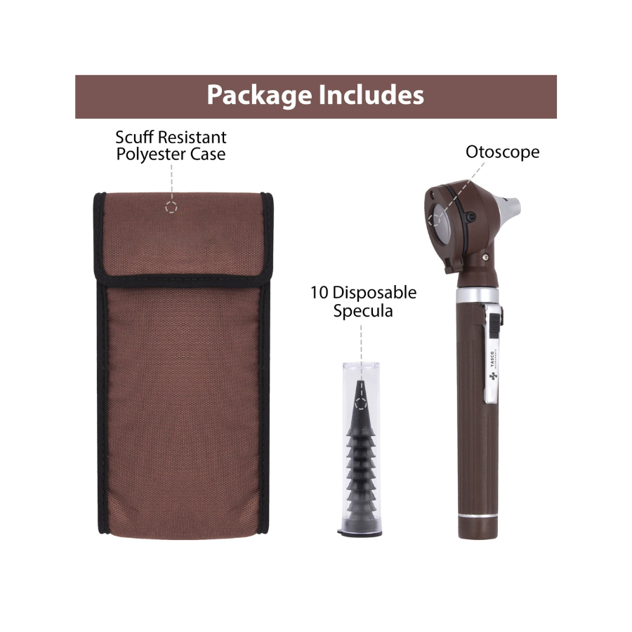 Fiber Optic Pocket Otoscope Set | Chocolate Brown