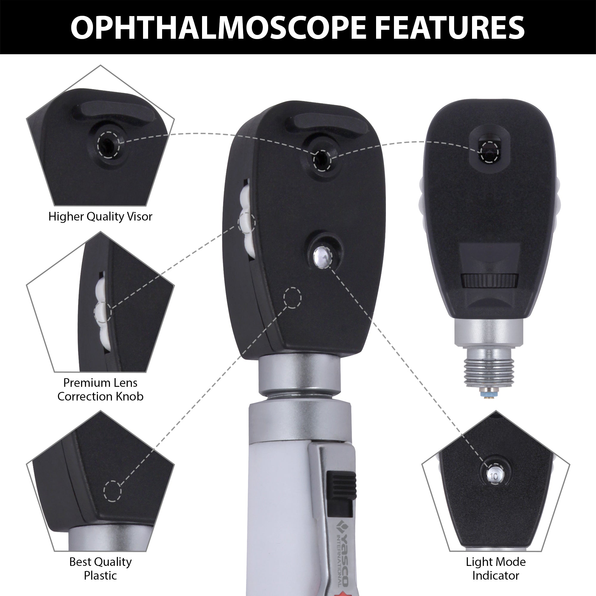 Fiber Optic Mini Ophthalmoscope & Otoscope Set - Five Aperture