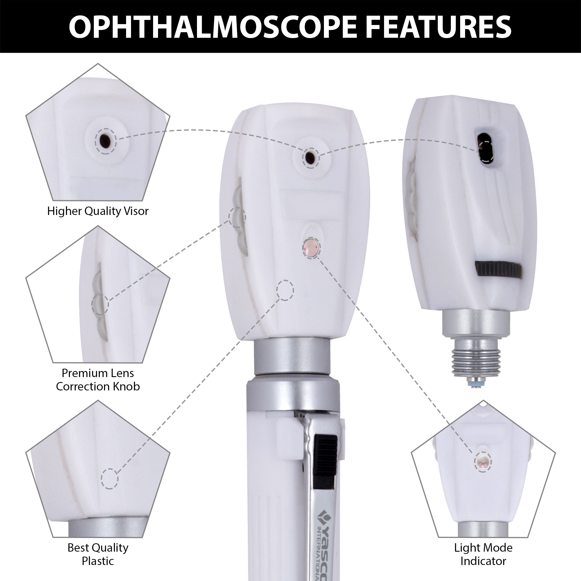 Fiber Optic Mini Ophthalmoscope & Otoscope Set - White