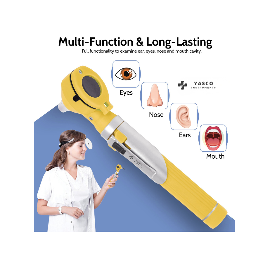 Fiber Optic Pocket Otoscope Set | Yellow