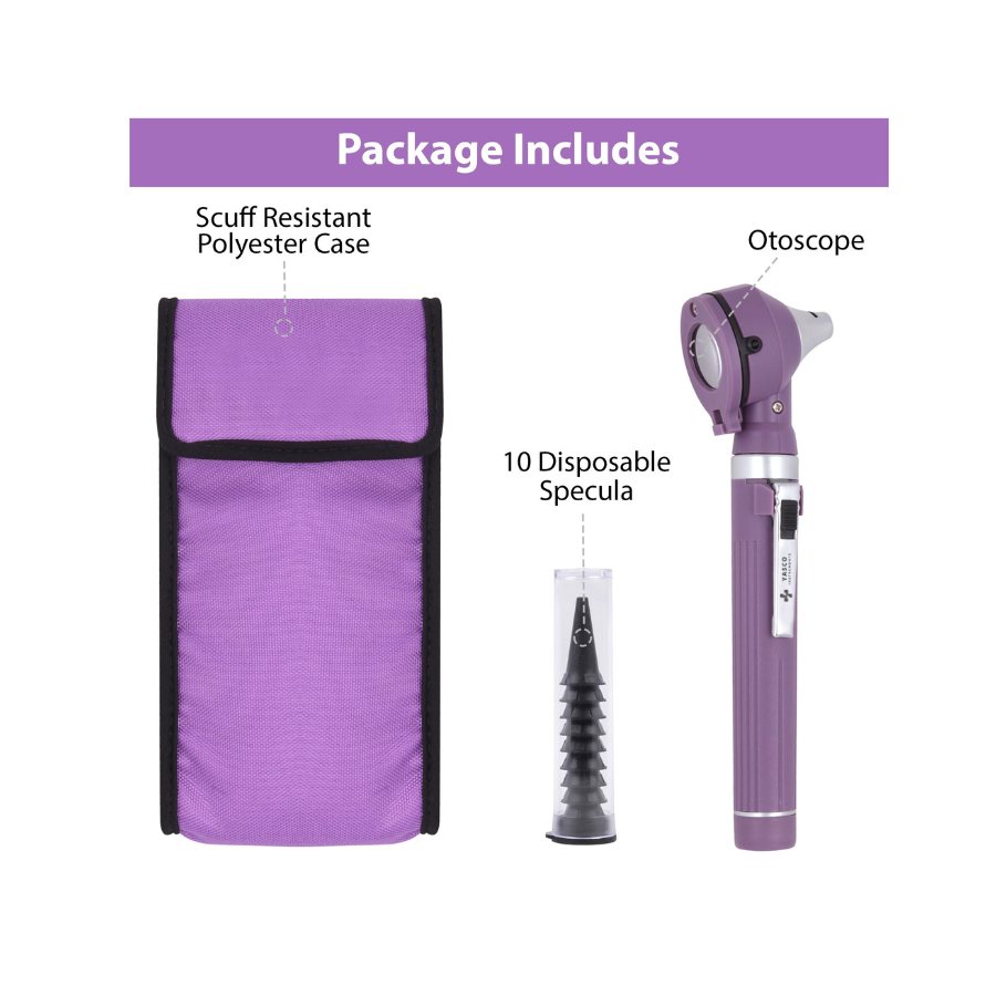 Fiber Optic Pocket Otoscope Set | Purple