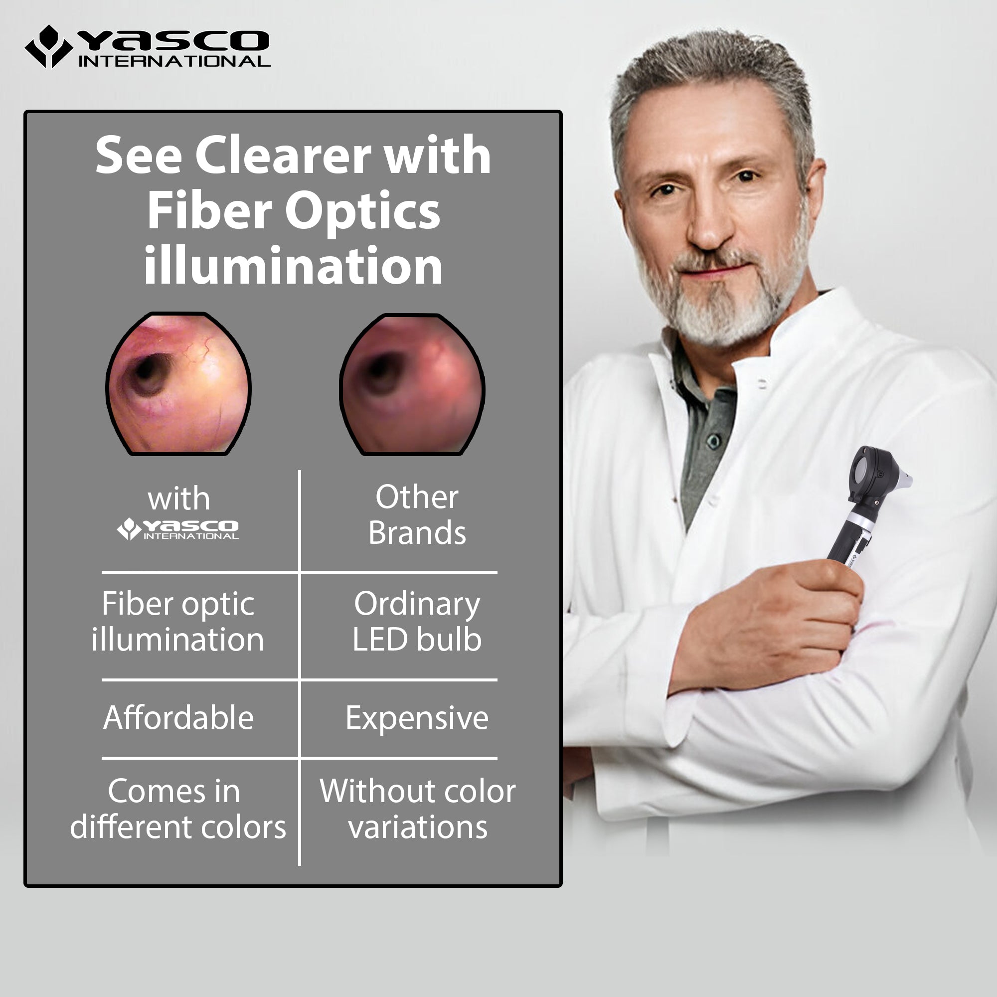 Fiber Optic Mini Otoscope Set - Black