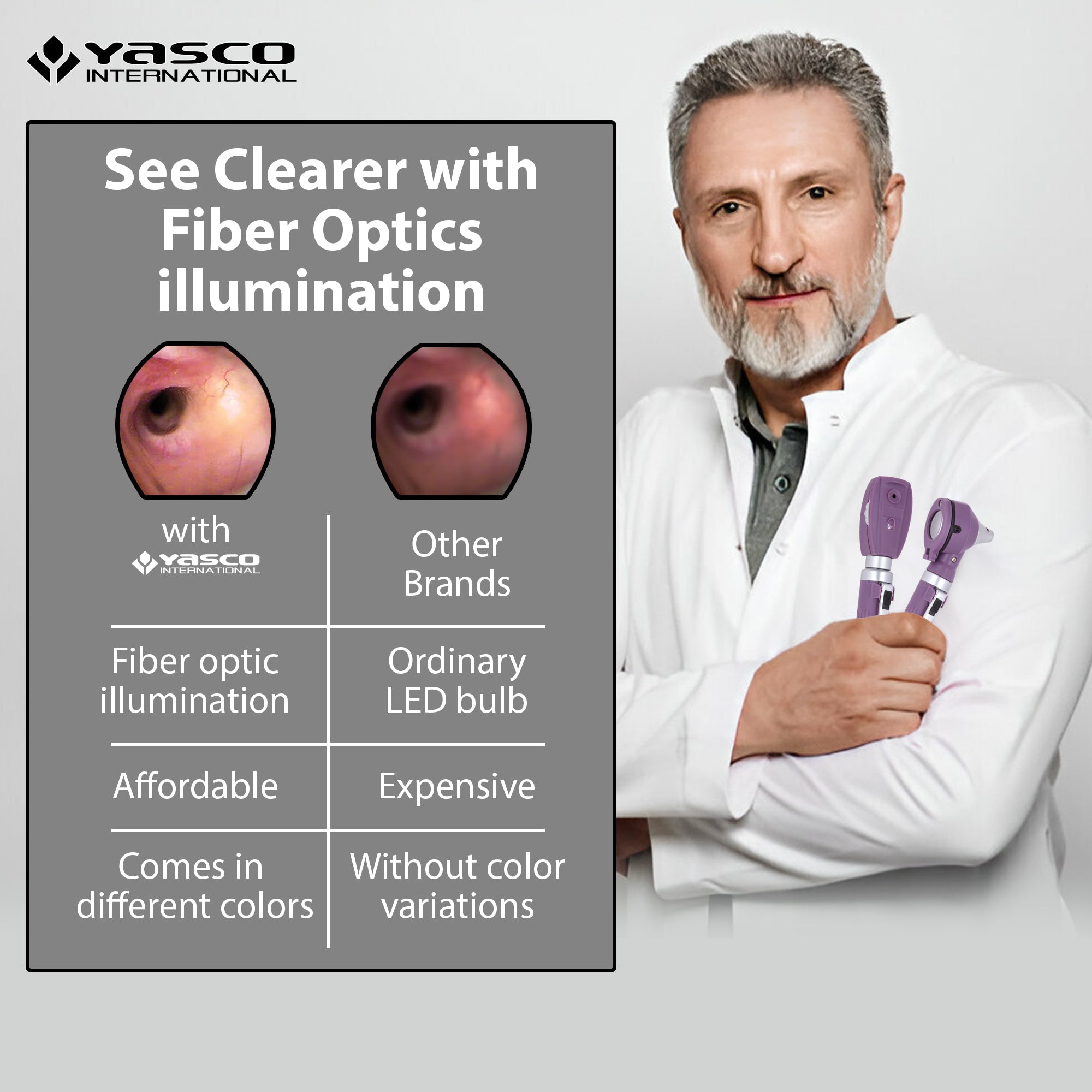 Fiber Optic Mini Ophthalmoscope & Otoscope Set - Purple