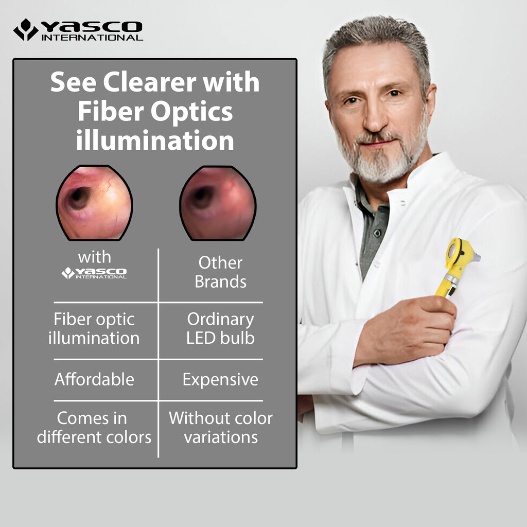 Fiber Optic Mini Otoscope Set - Yellow