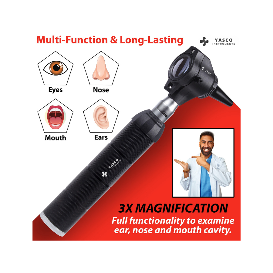 Brass Otoscope Set | All Black Finish Diagnostic Instrument