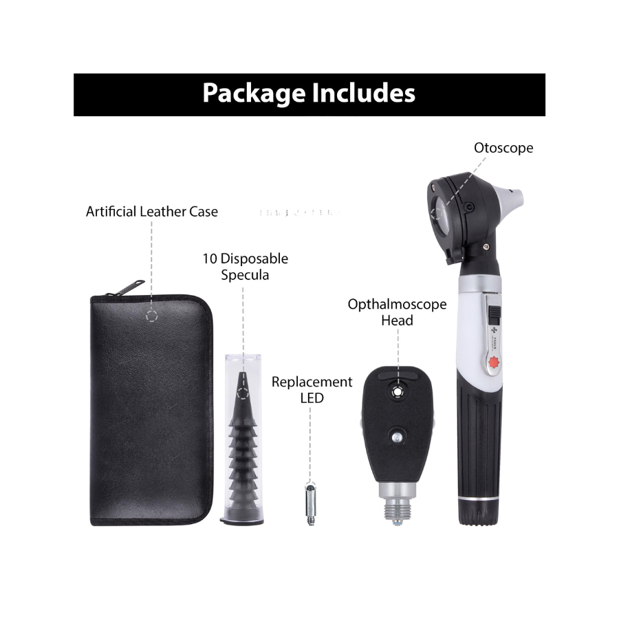 Fiber Optic EENT Diagnostic Set | Mini Otoscope & Ophthalmoscope