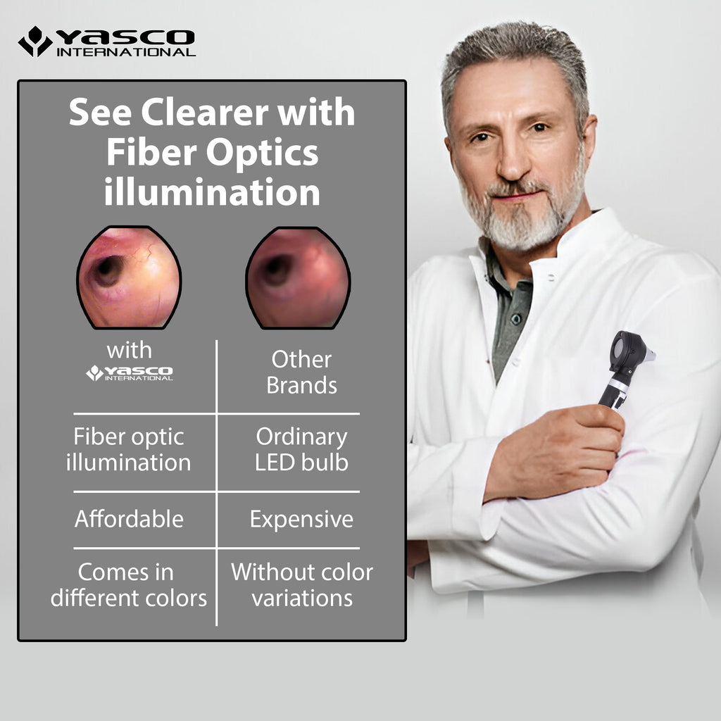Fiber Optic Mini Otoscope Set - Black