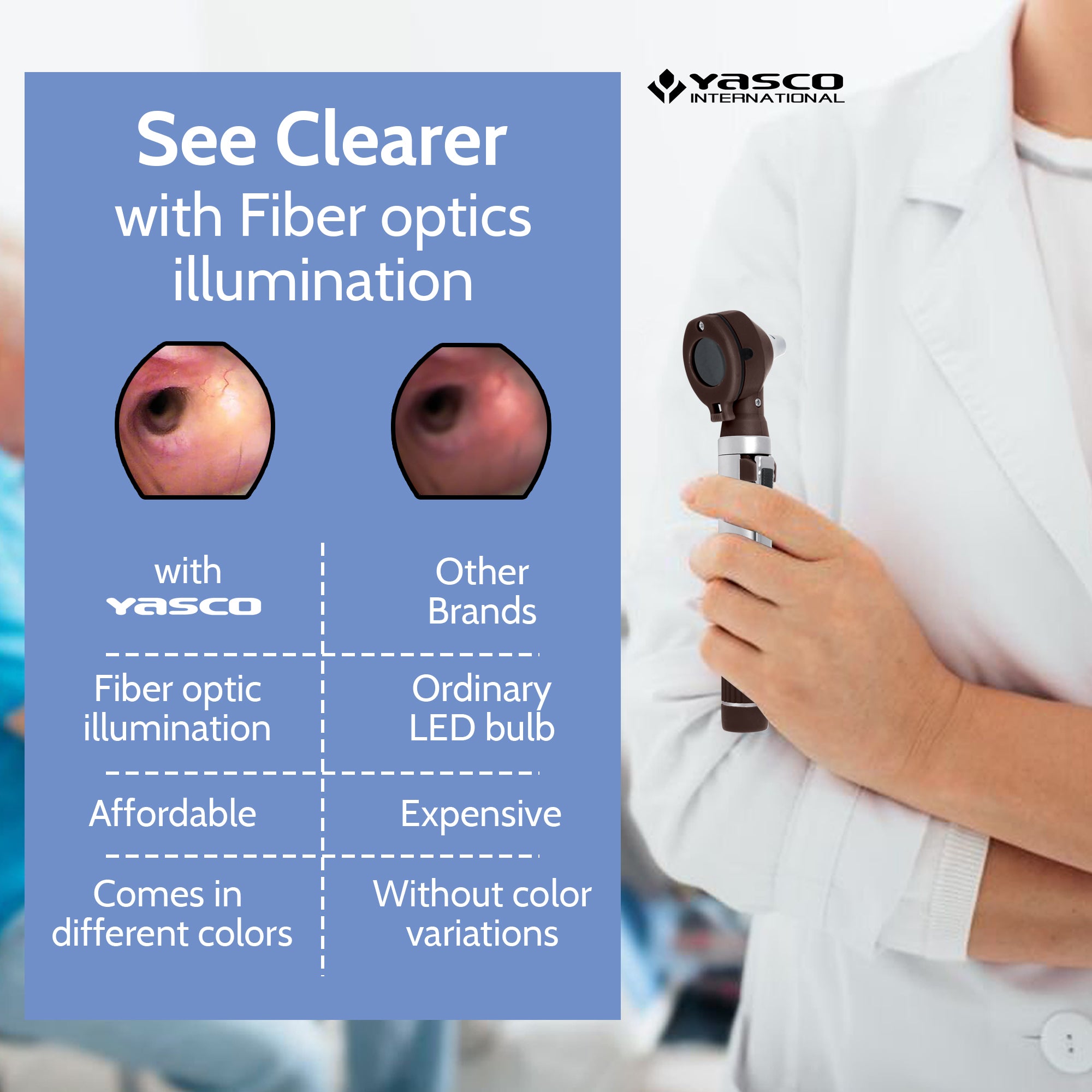 Fiber Optic Mini Otoscope Set - Chocolate Brown