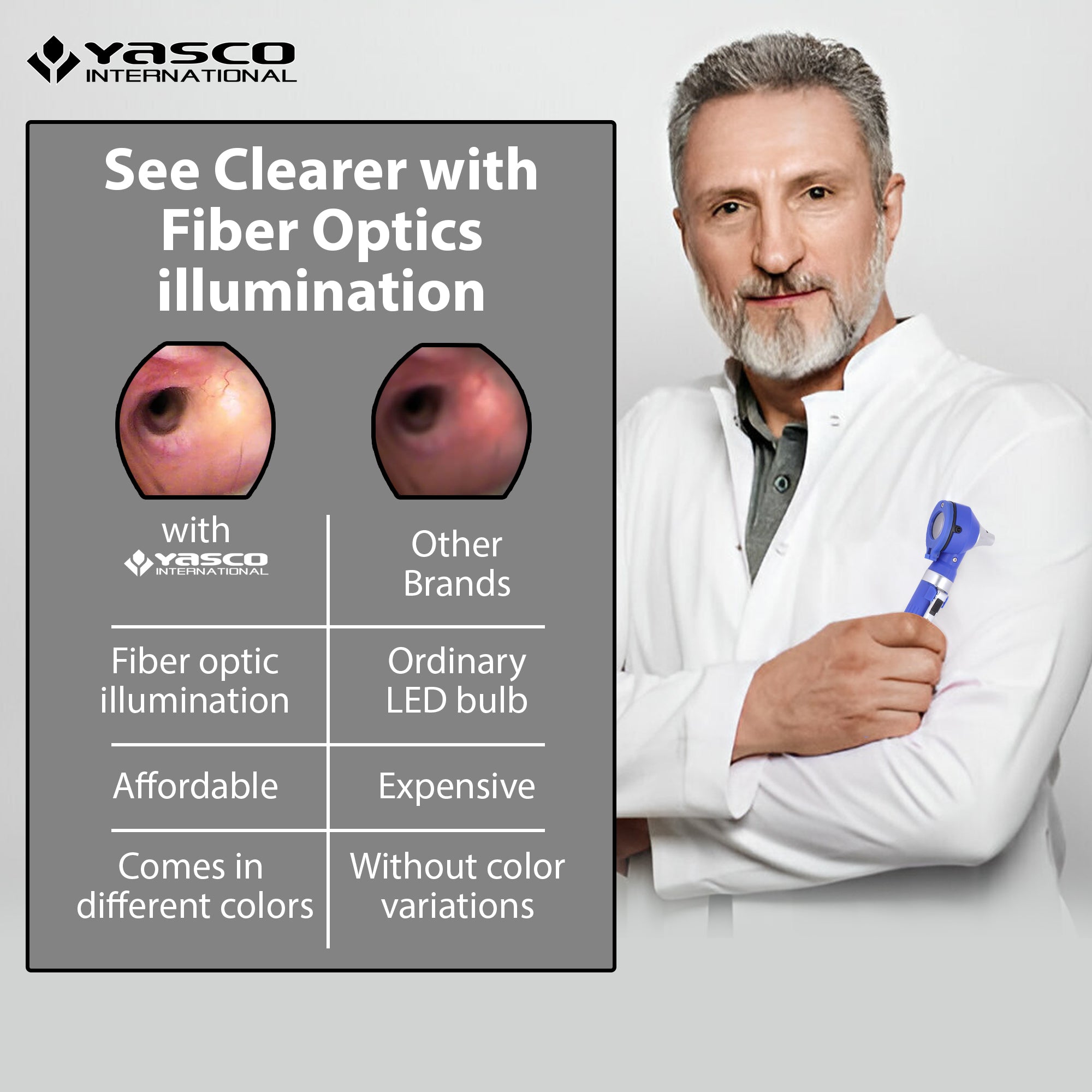 Fiber Optic Mini Otoscope Set - Navy Blue