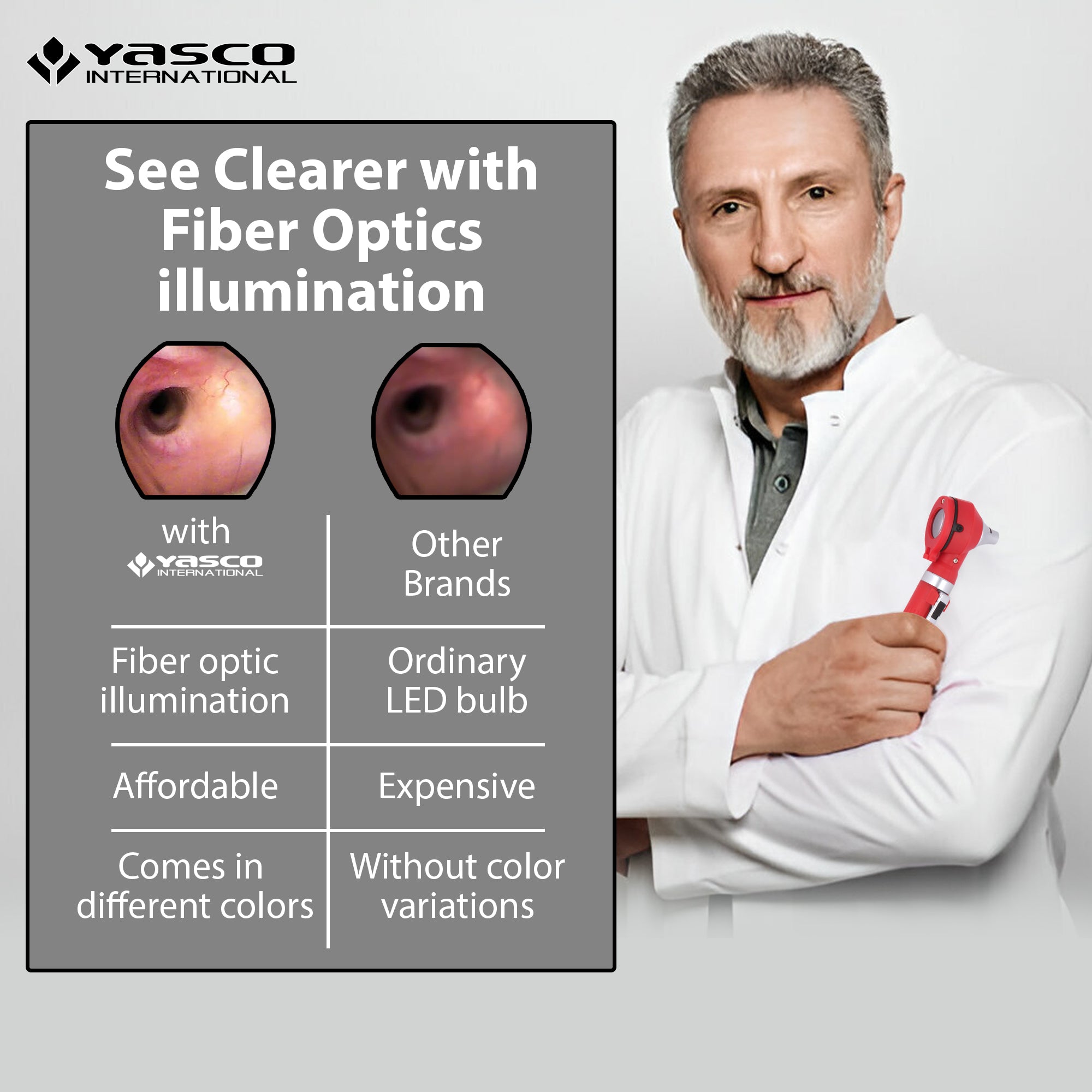 Fiber Optic Mini Otoscope Set - Red