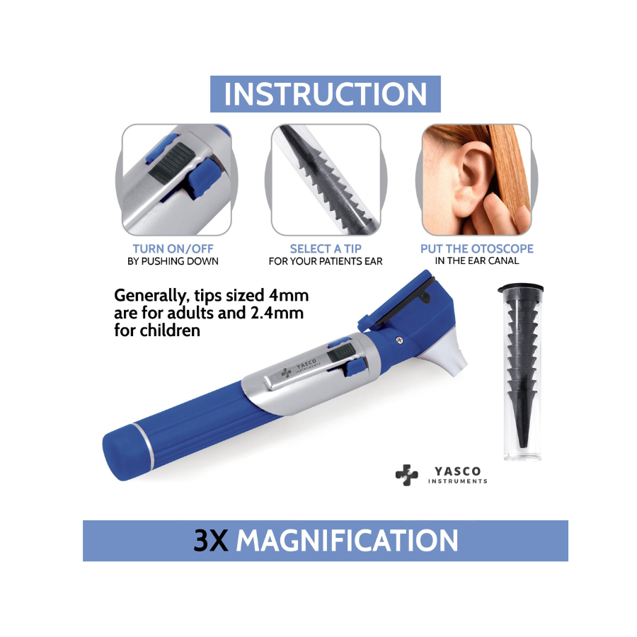 Fiber Optic Pocket Otoscope Set | Navy Blue