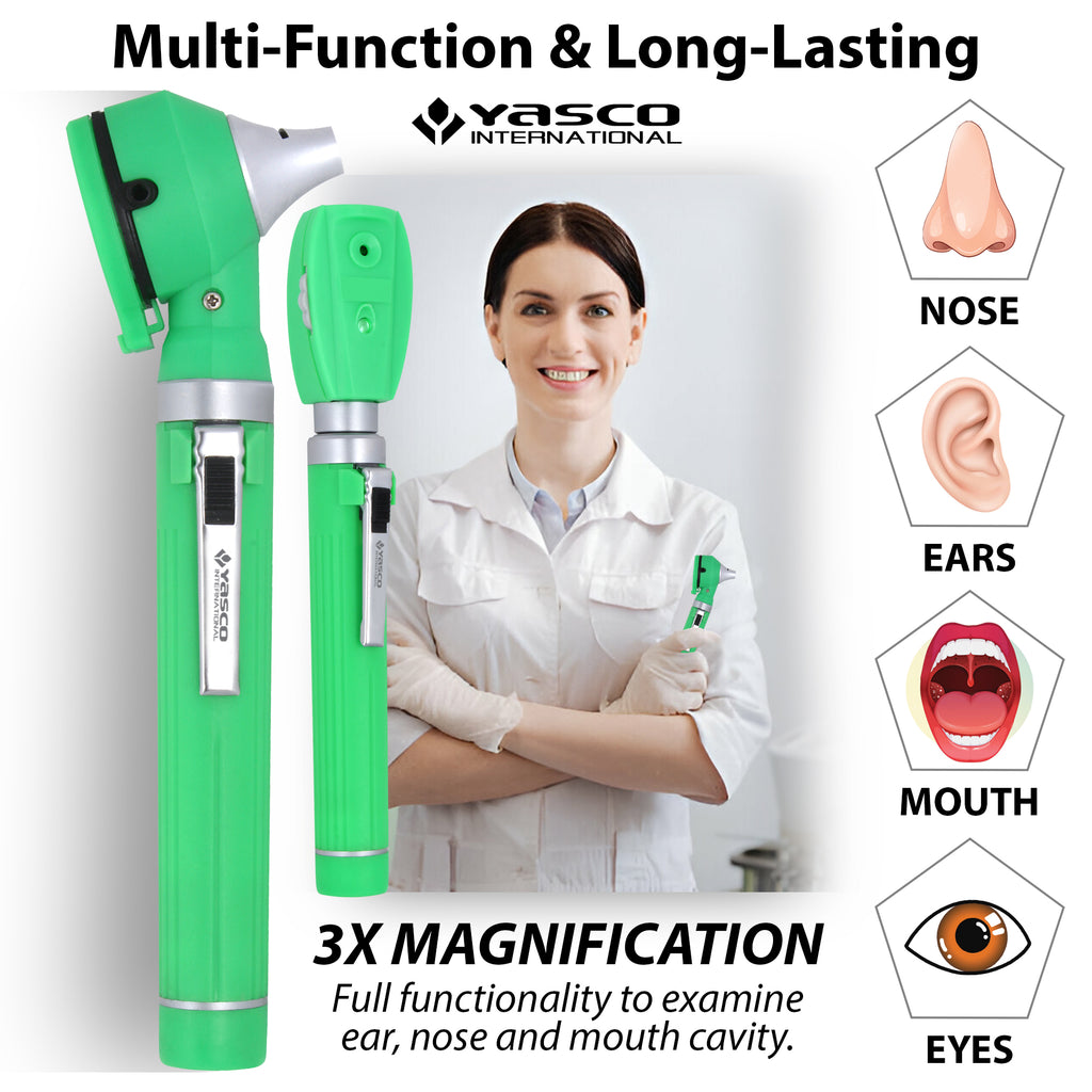 Fiber Optic Mini Ophthalmoscope & Otoscope Set -  Green