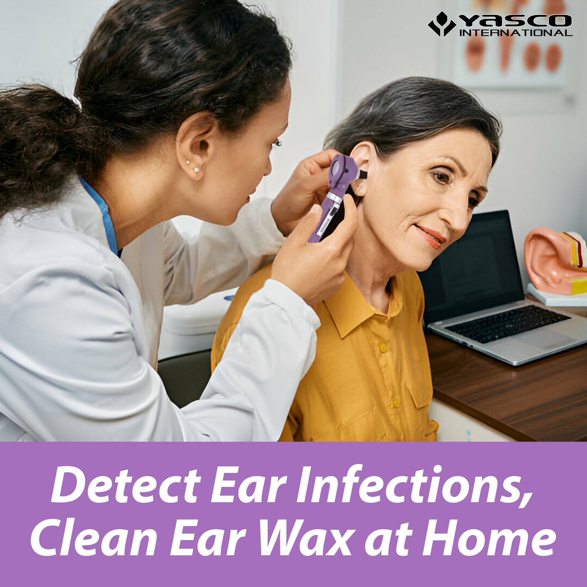 Fiber Optic Mini Otoscope Set - Purple