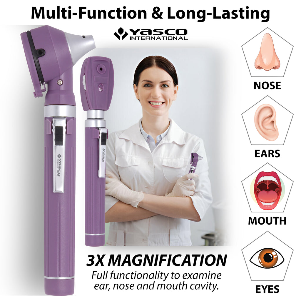 Fiber Optic Mini Ophthalmoscope & Otoscope Set - Purple