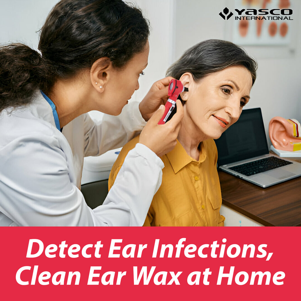 Fiber Optic Mini Otoscope Set - Red