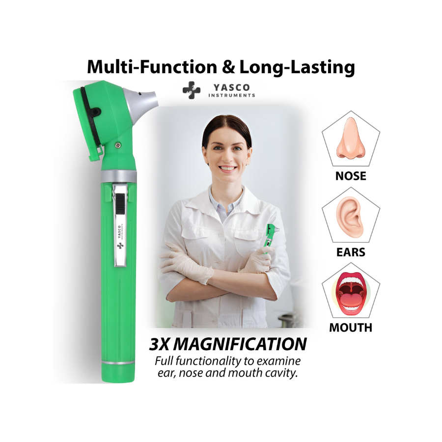 Fiber Optic Pocket Otoscope Set | Green