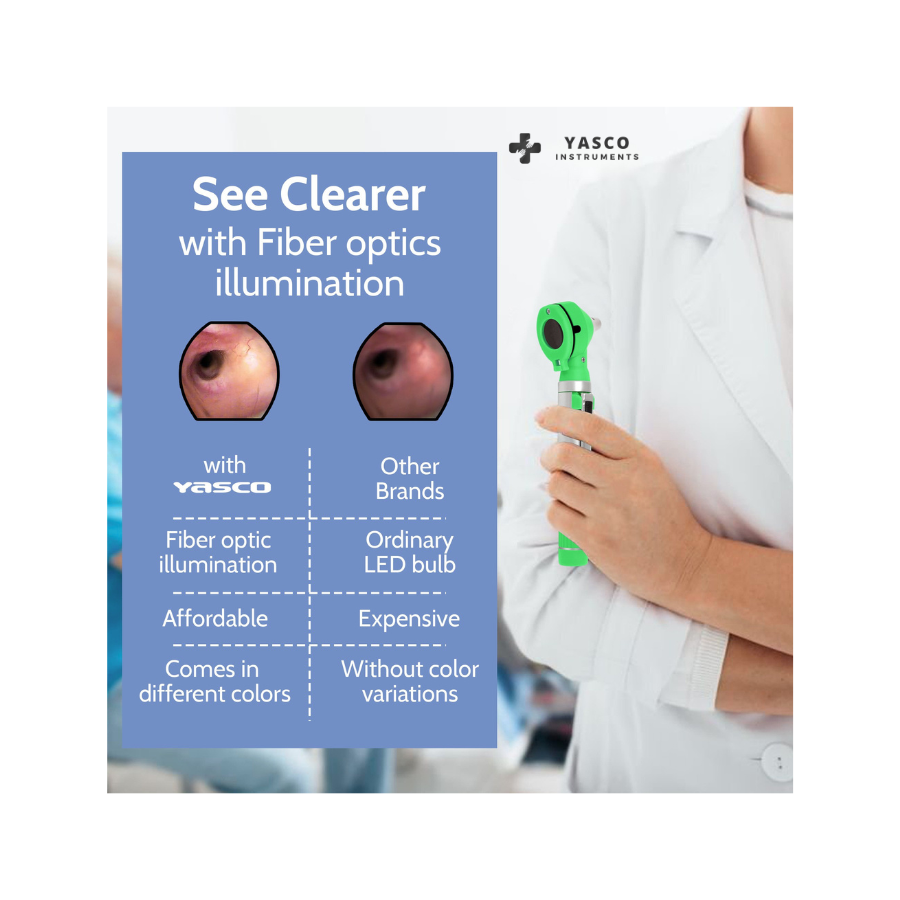Fiber Optic Pocket Otoscope Set | Green