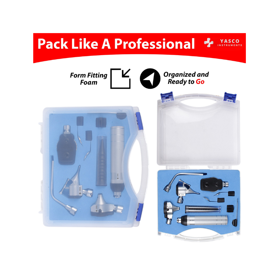 Professional Fiber Optic Otoscope & Ophthalmoscope Diagnostic Set