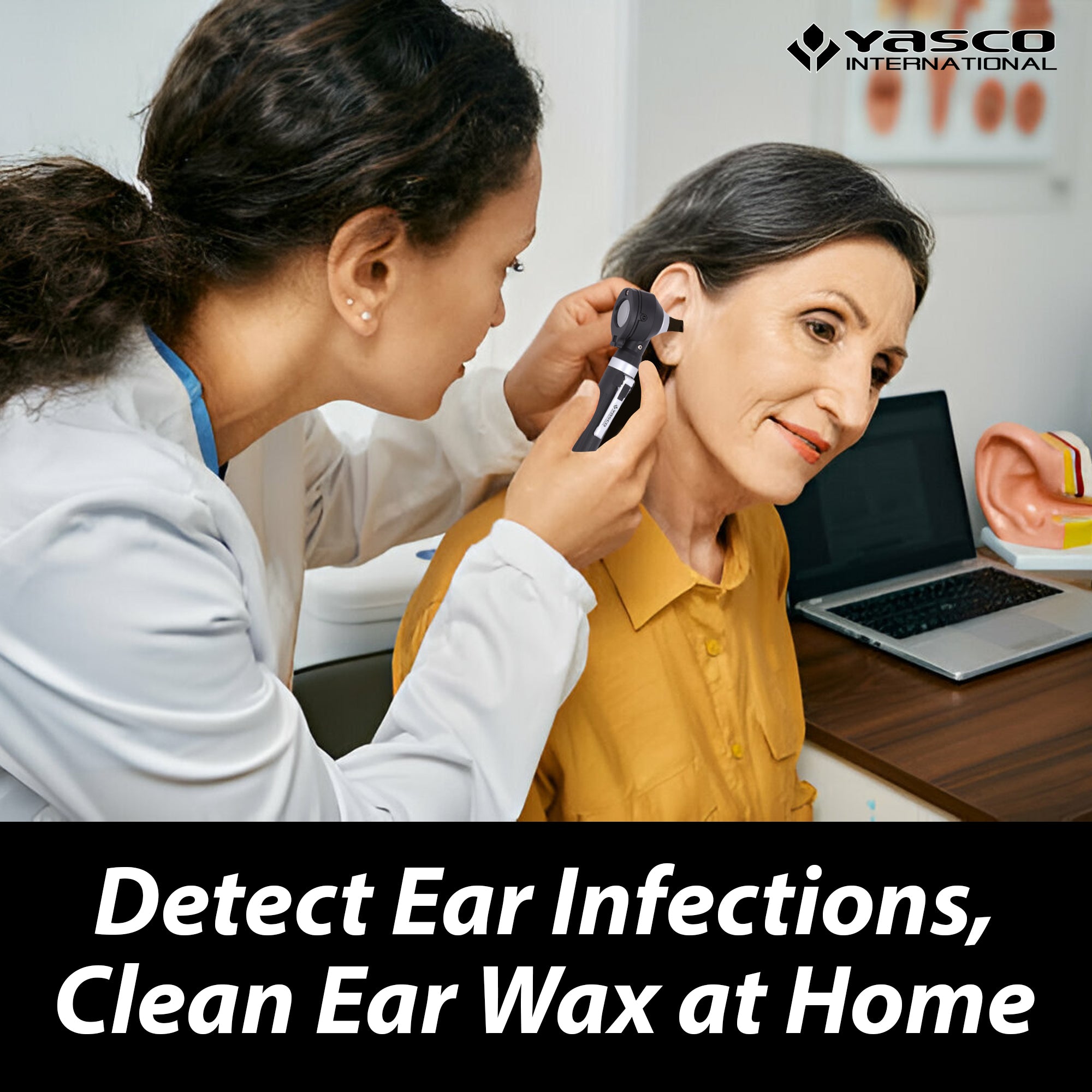 Fiber Optic Mini Otoscope Set - Black