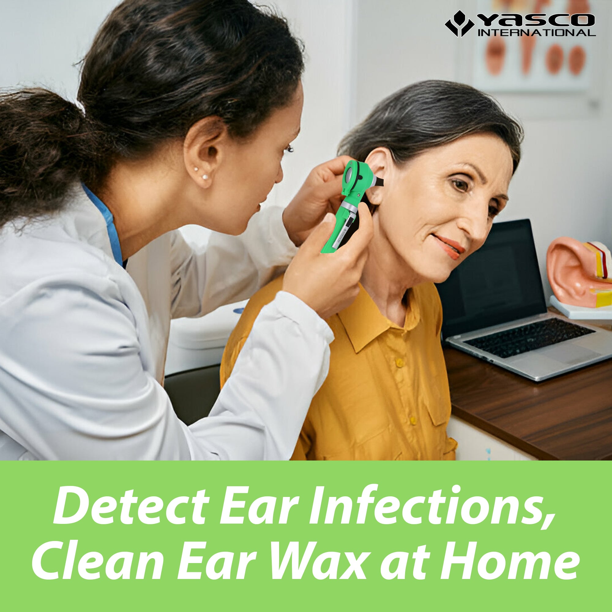 Fiber Optic Mini Otoscope Set - Green