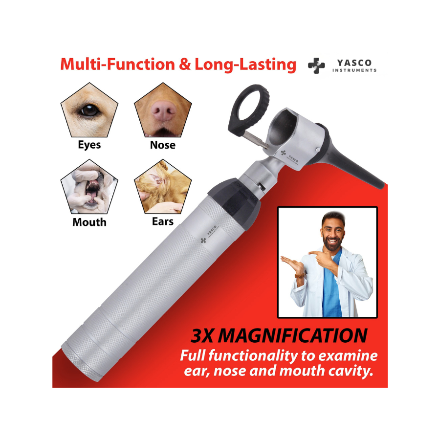 Veterinary Procedure Otoscope Set | LED Diagnostic Instrument