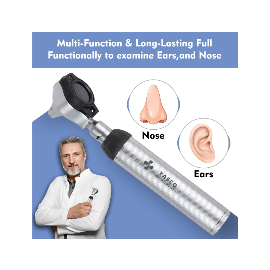 Fiber Optic Brass Otoscope Set | LED Diagnostic Ear Examination Instrument