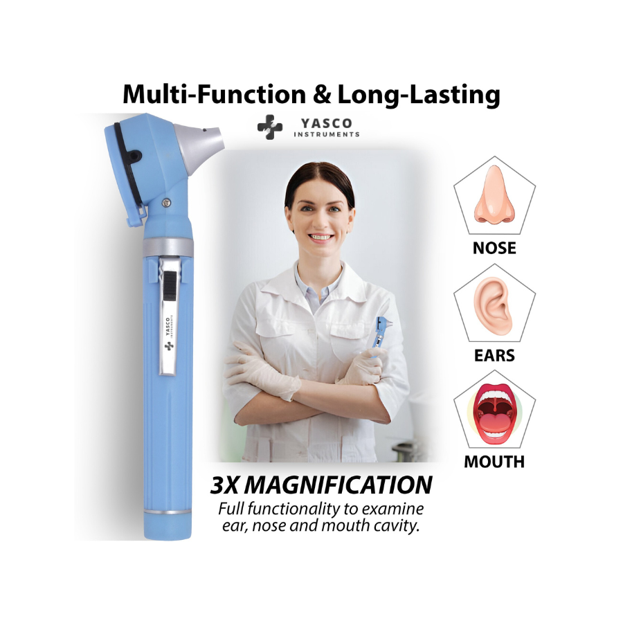 Fiber Optic Pocket Otoscope Set | Sky Blue