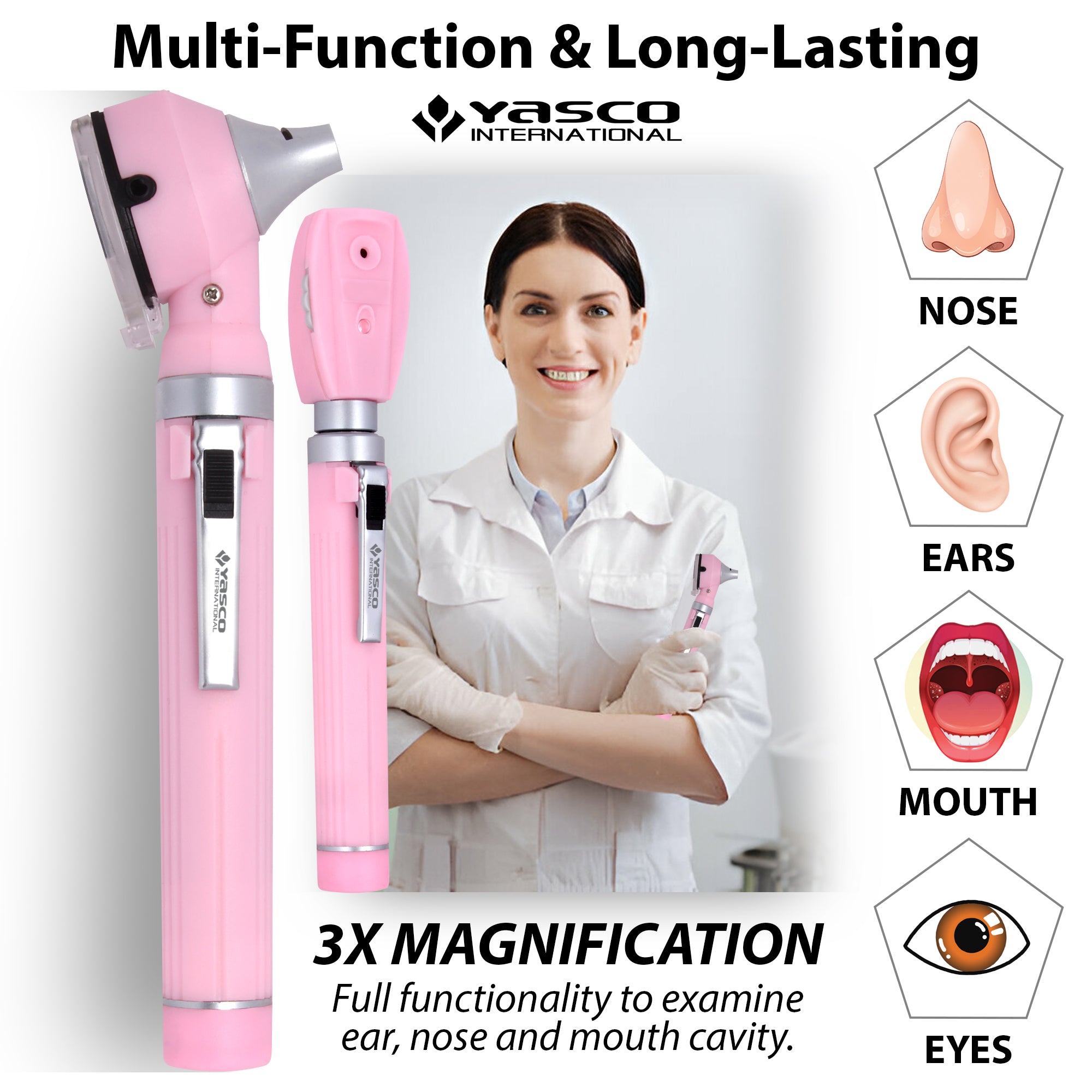 Fiber Optic Mini Ophthalmoscope & Otoscope Set -  Pearl Pink