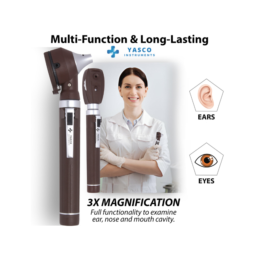 Fiber Optic Mini EENT Set | Chocolate Otoscope & Ophthalmoscope