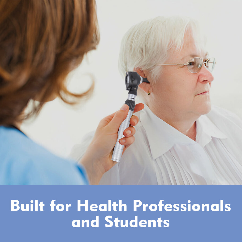 Fiber Optic Brass Otoscope Set - Black Finish Head