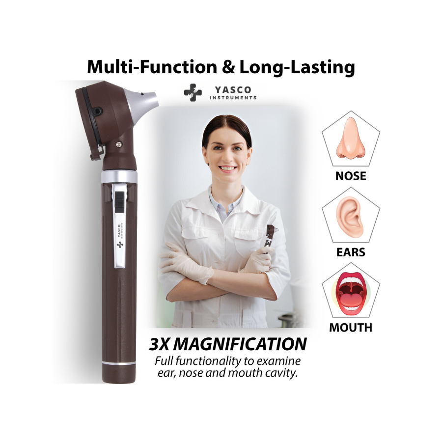 Fiber Optic Pocket Otoscope Set | Chocolate Brown