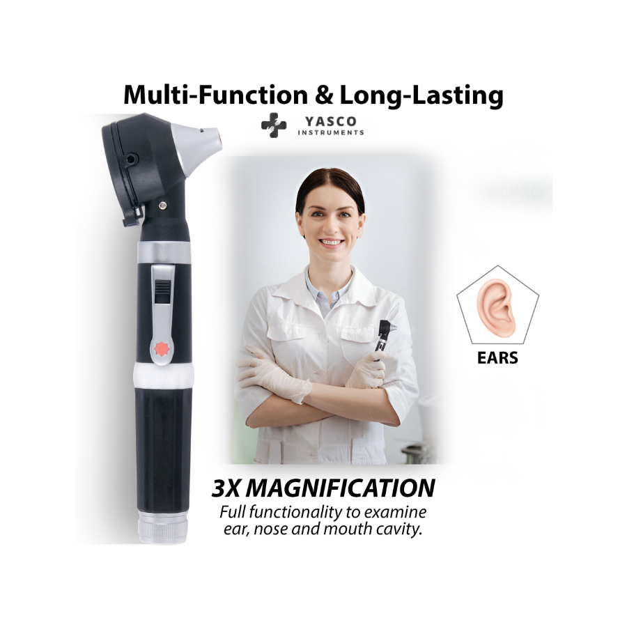 Fiber Optic Pocket Otoscope Set | Black