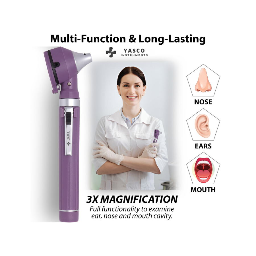 Fiber Optic Pocket Otoscope Set | Purple