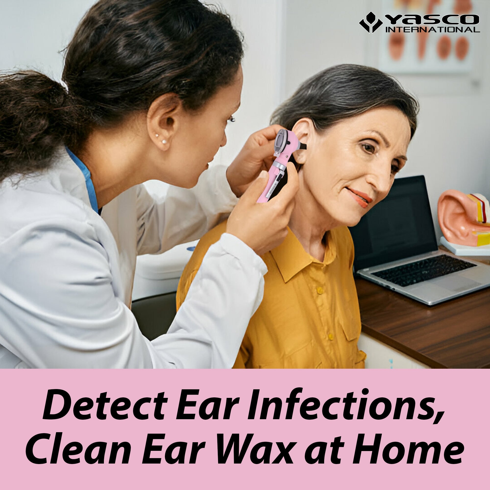 Fiber Optic Mini Otoscope Set - Pearl Pink