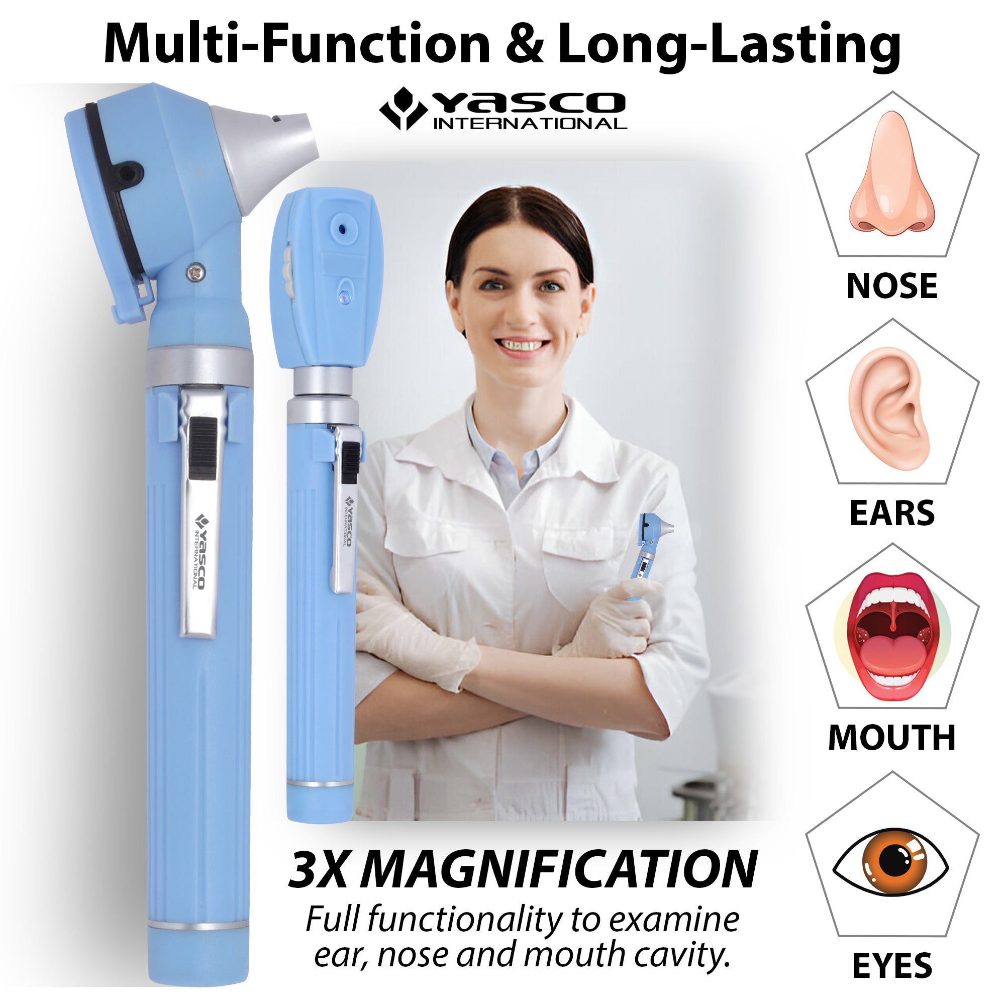 Fiber Optic Mini Ophthalmoscope & Otoscope Set - Ceil Blue