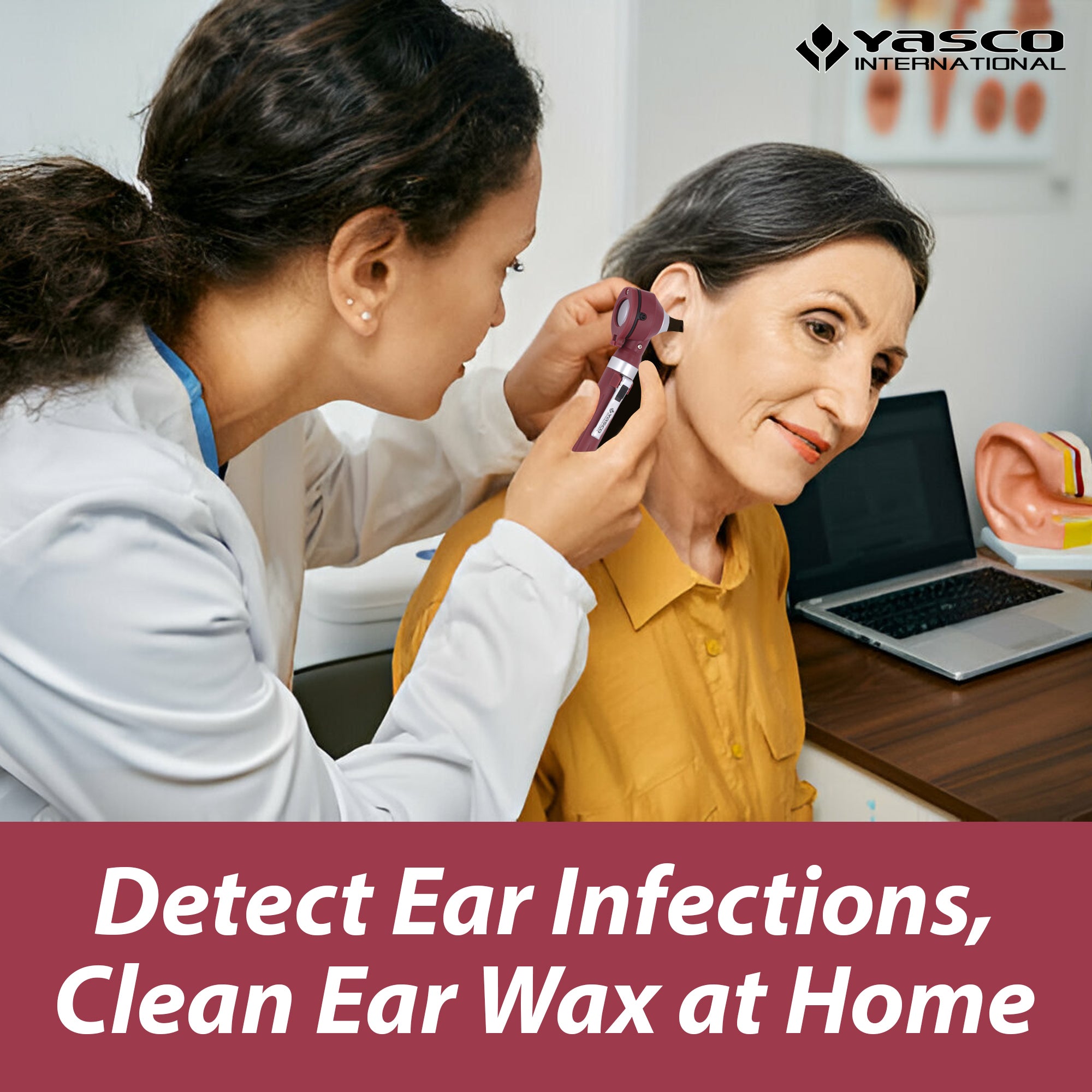 Fiber Optic Mini Otoscope Set - Burgundy