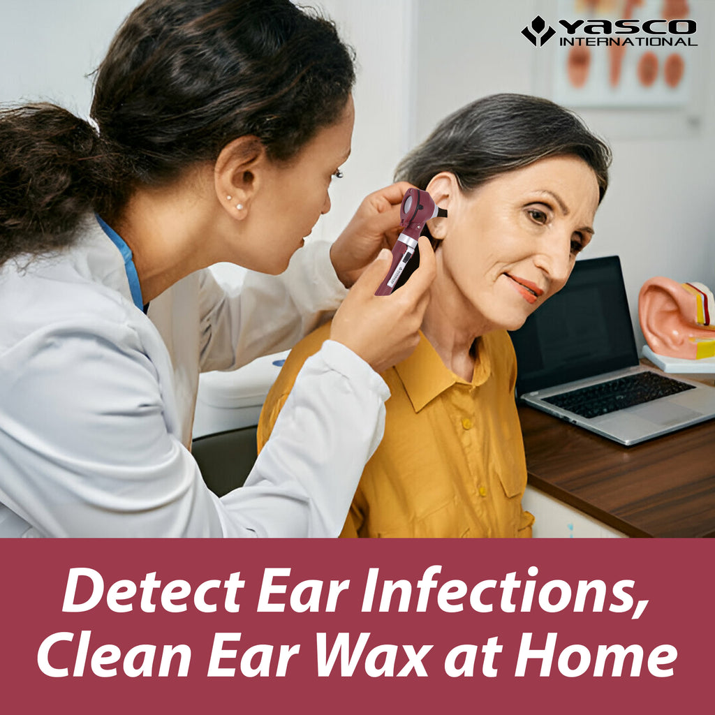 Fiber Optic Mini Otoscope Set - Burgundy