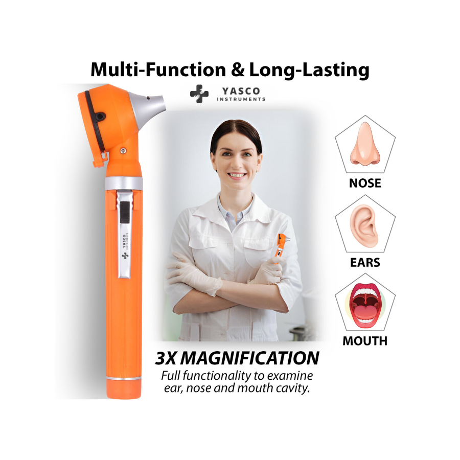 Fiber Optic Pocket Otoscope Set | Orange