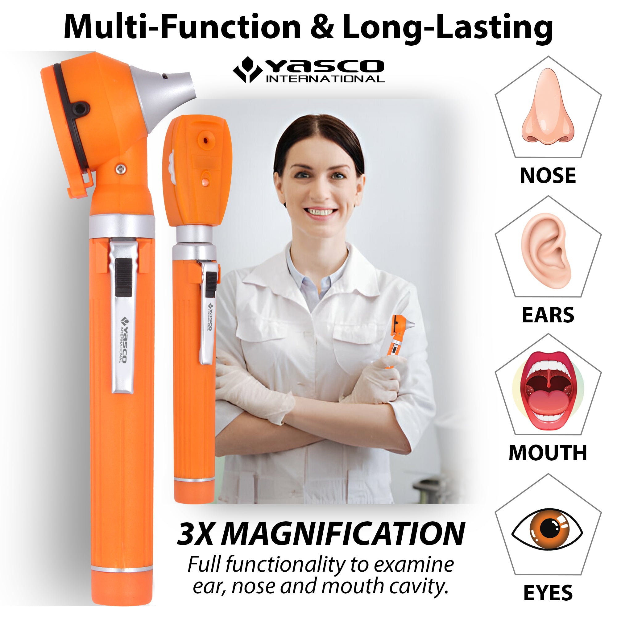 Fiber Optic Mini Ophthalmoscope & Otoscope Set -  Orange