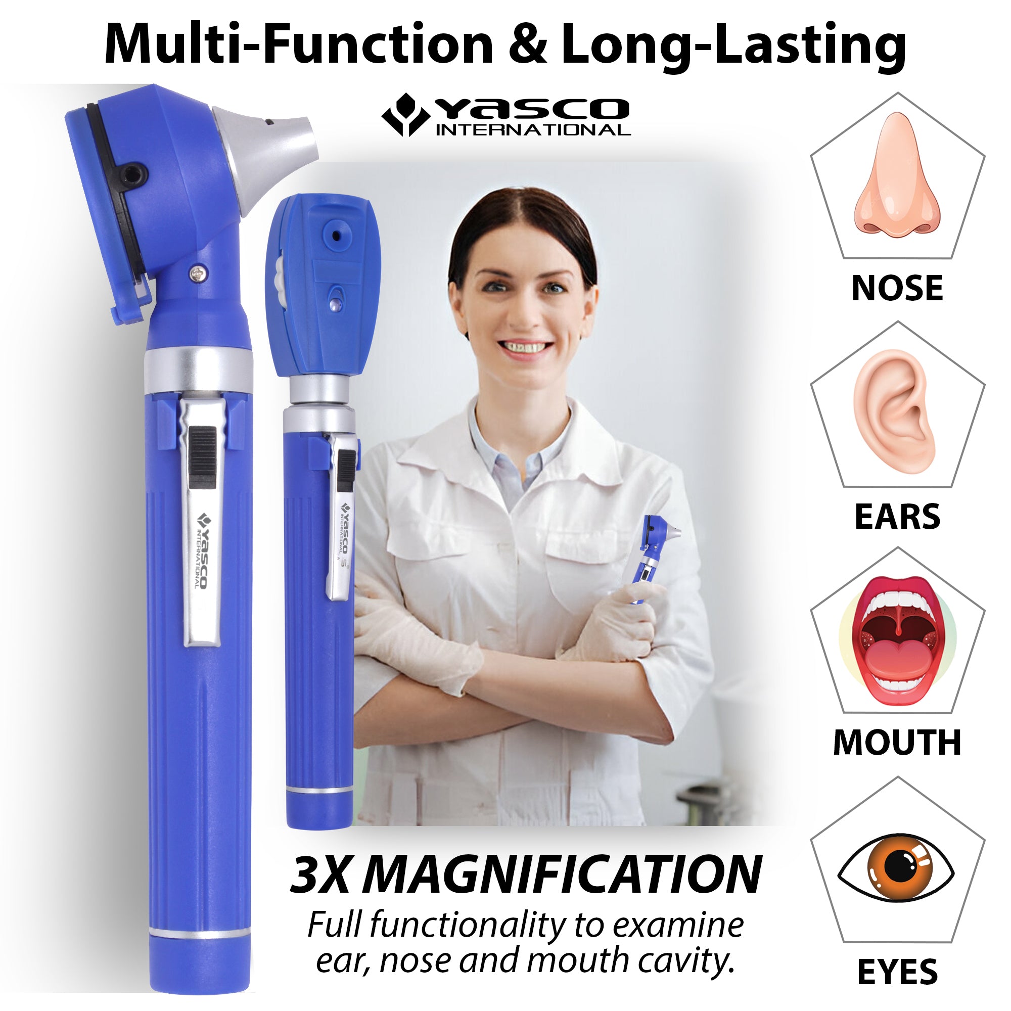 Fiber Optic Mini Ophthalmoscope & Otoscope Set - Navy Blue