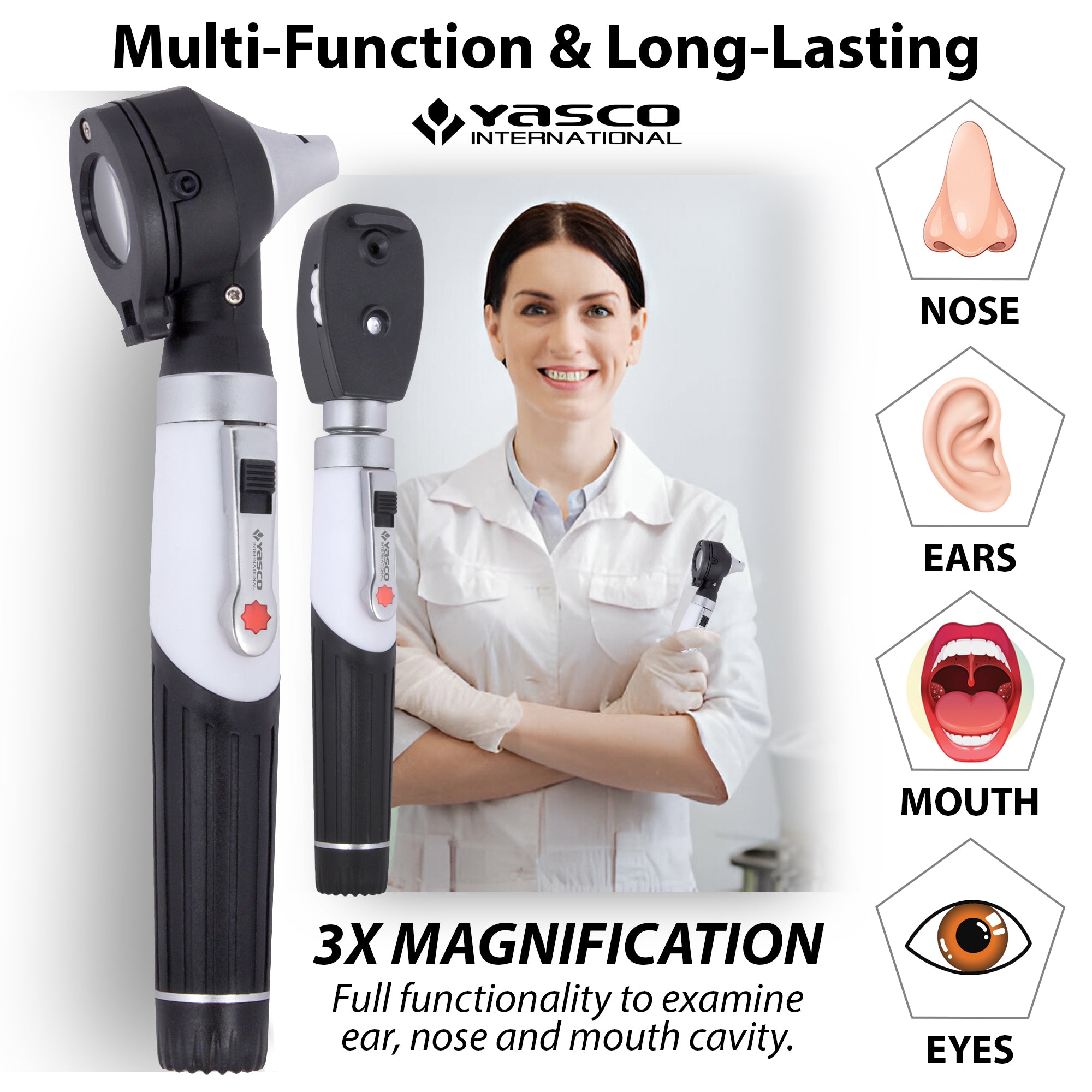 Fiber Optic Mini Ophthalmoscope & Otoscope Set - Five Aperture