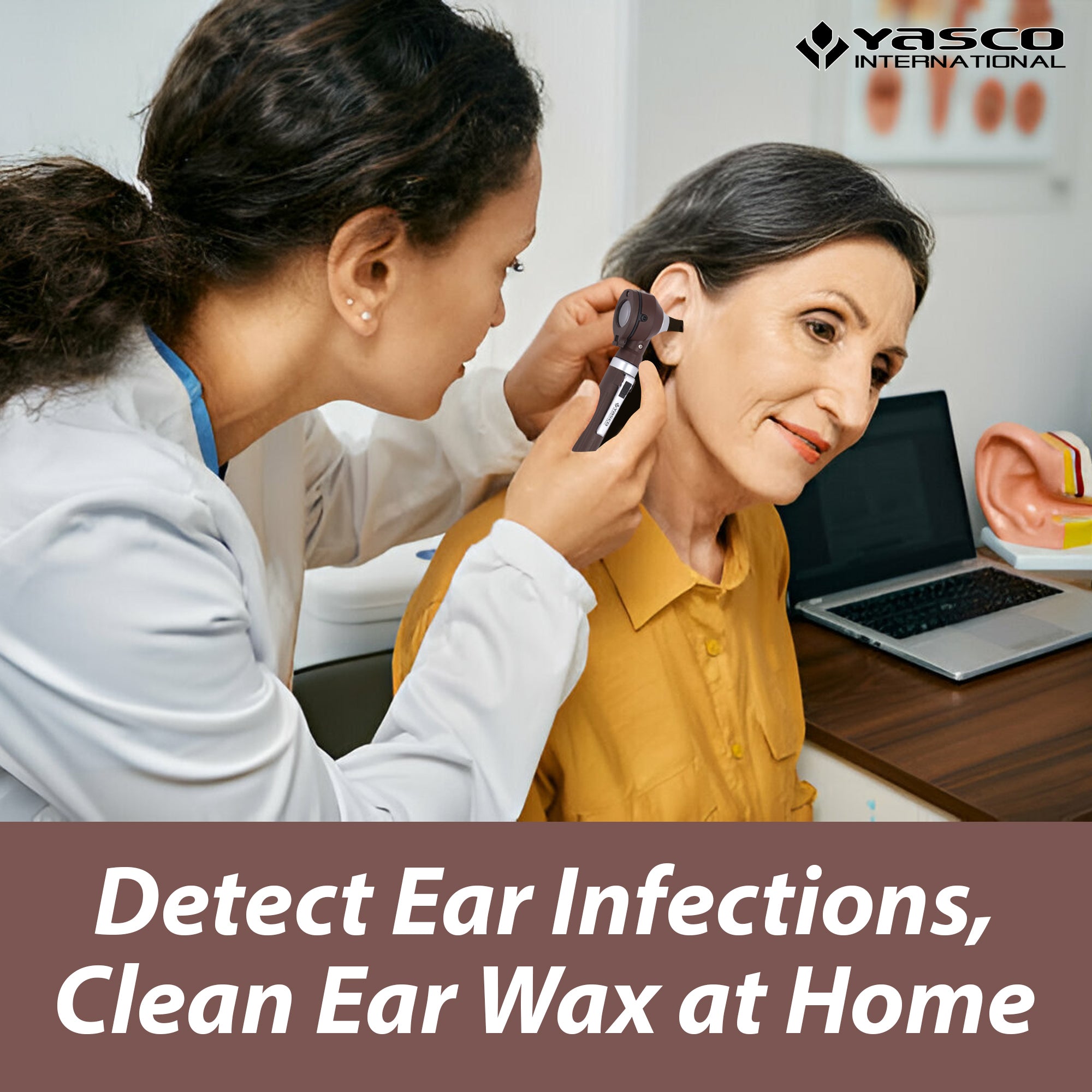 Fiber Optic Mini Otoscope Set - Chocolate Brown