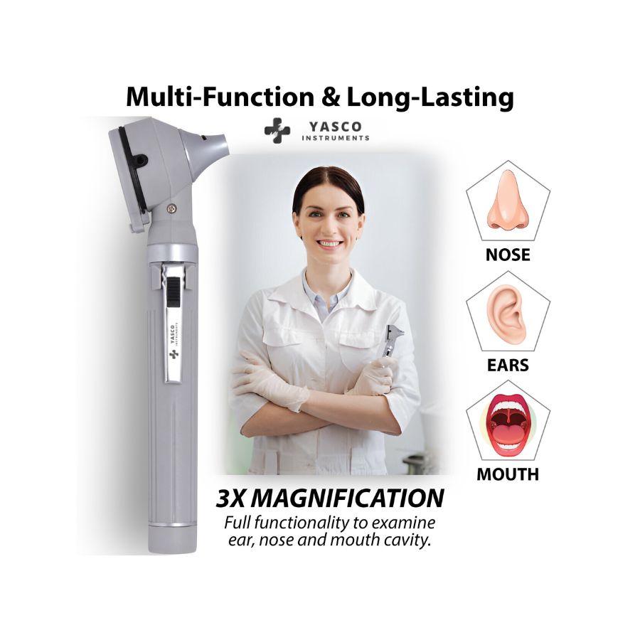 Fiber Optic Pocket Otoscope Set | Gray