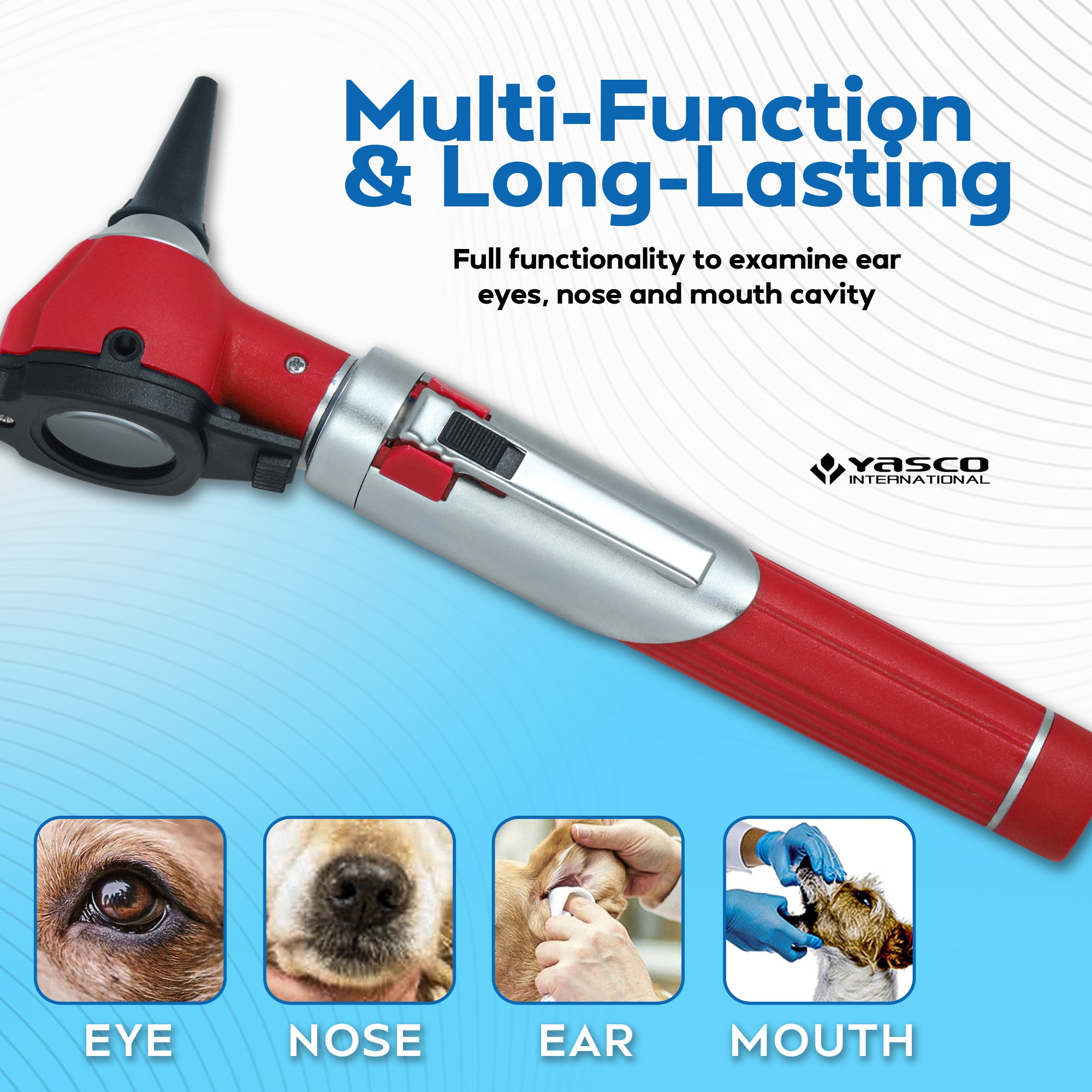 Fiber Optic Mini Otoscope Set - Red