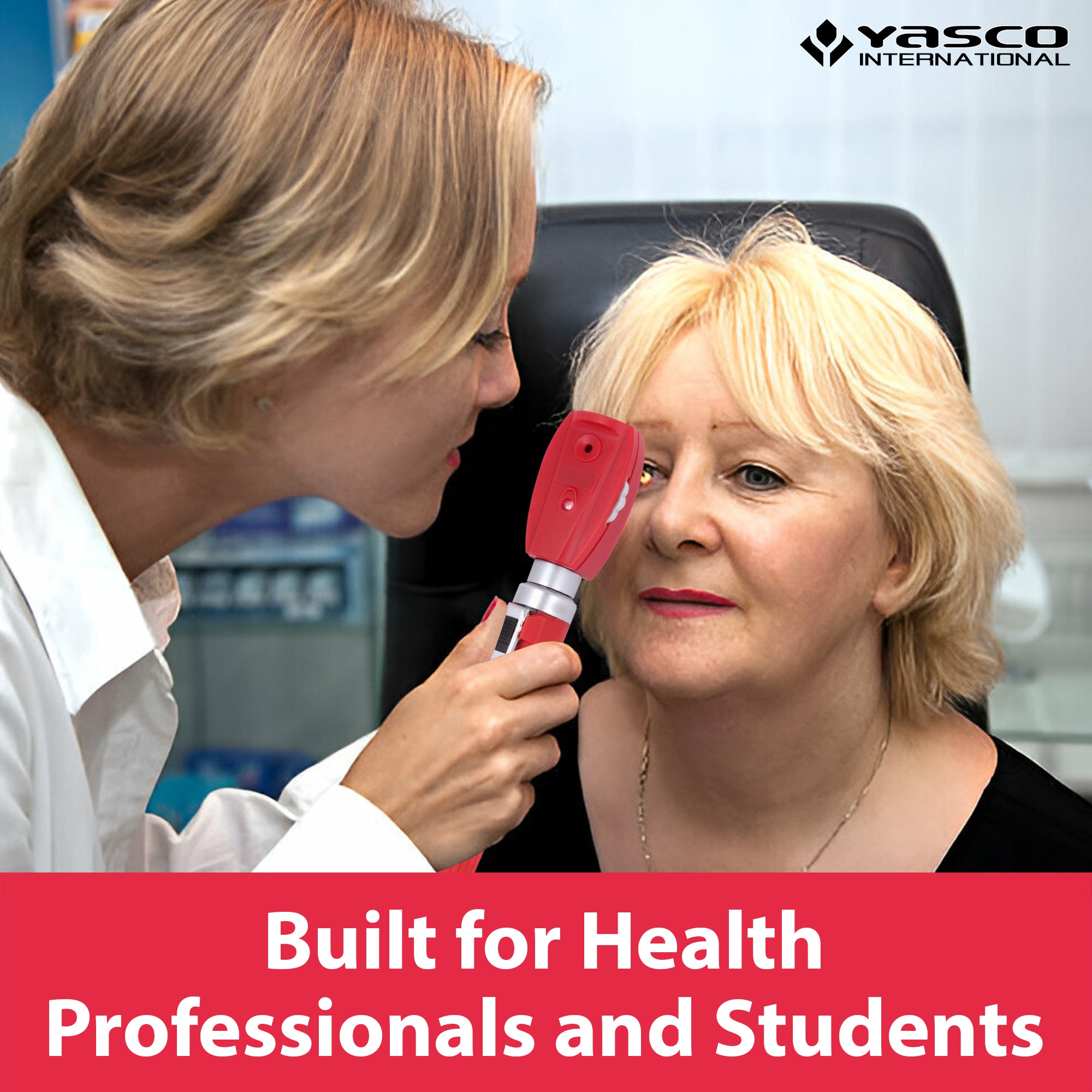 Fiber Optic Mini Ophthalmoscope & Otoscope Set - Red