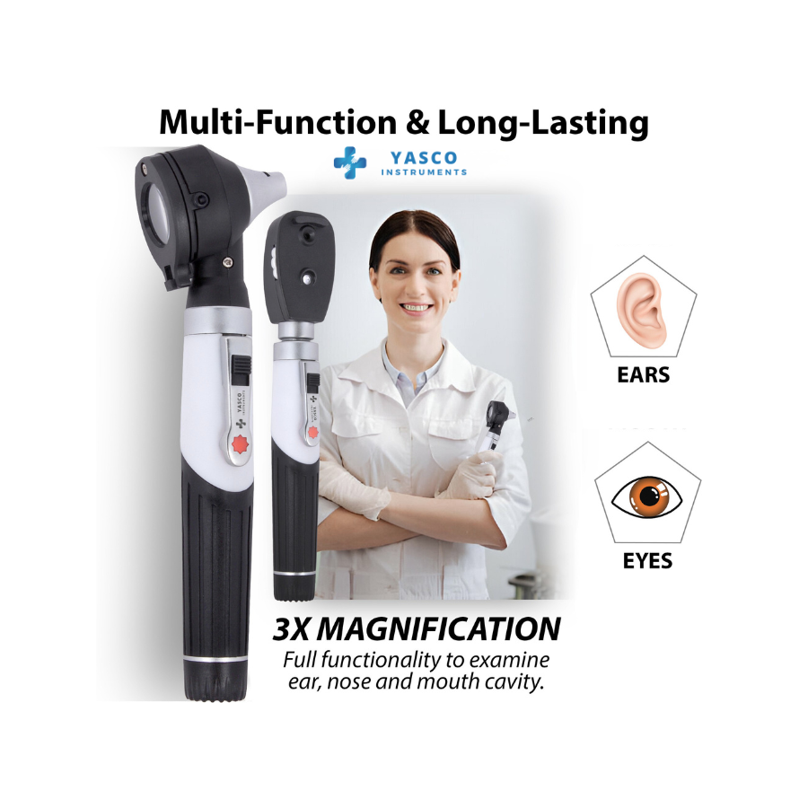 Fiber Optic EENT Diagnostic Set | Mini Otoscope & Ophthalmoscope
