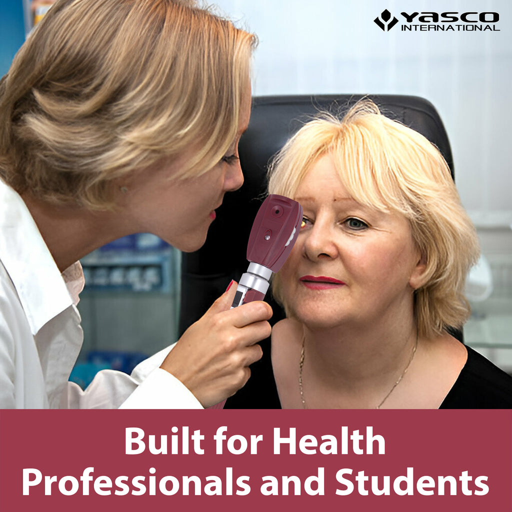 Fiber Optic Mini Ophthalmoscope & Otoscope Set -  Burgundy