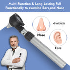 Fiber Optic Brass Otoscope Set - Black Finish Head