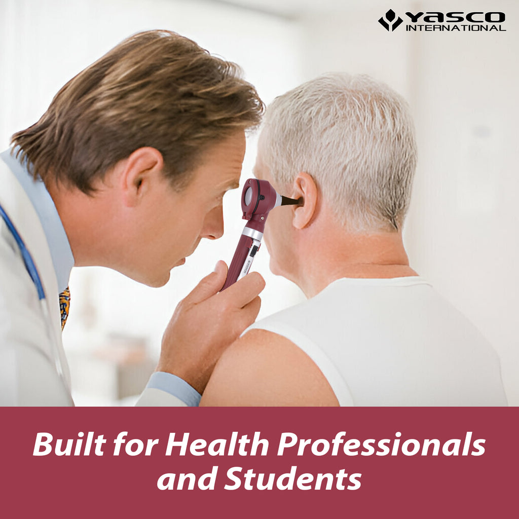 Fiber Optic Mini Otoscope Set - Burgundy